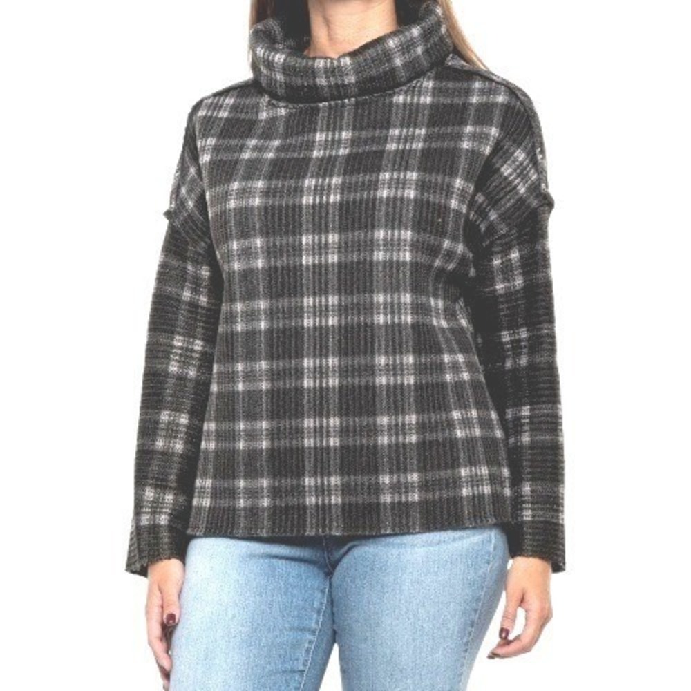 Dylan Plaid Cozy Turtleneck Sweater Womens Large‎ Oversized Casual Boxy Winter